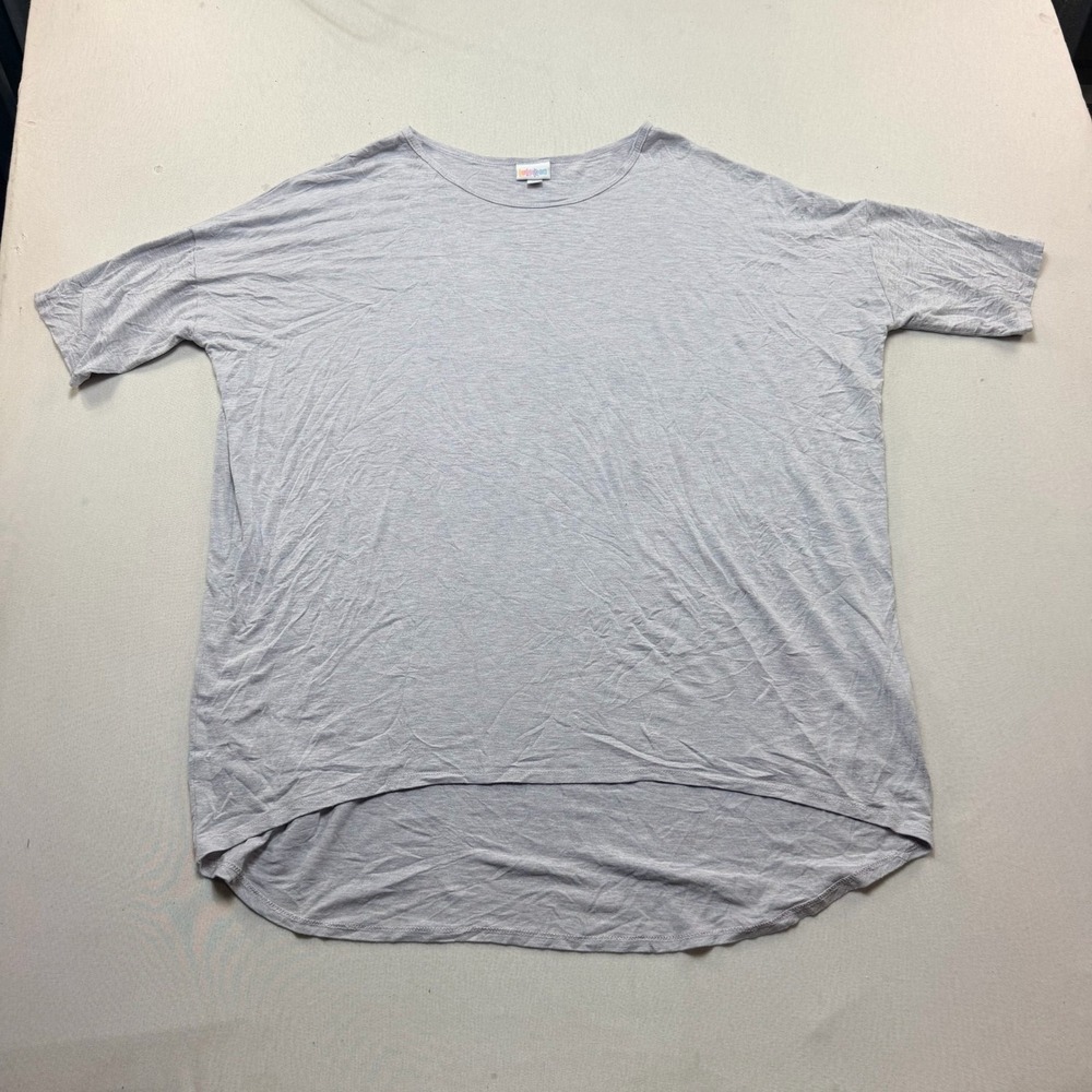 LuLaRoe Irma Tunic Women Extra Large Gray Excellent High Low Short Sleeve Scoop